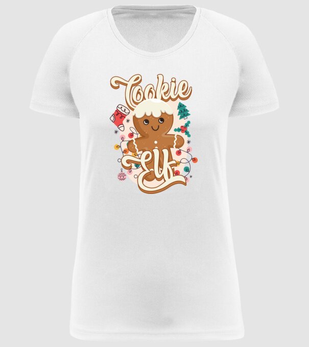 Cookie elf model alb pe tricou