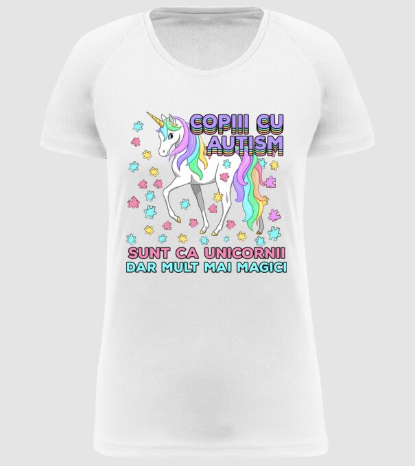 Copiii cu autism sunt ca unicornii, dar mult mai magici model alb pe tricou