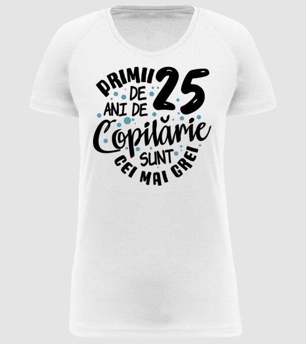 Copilărie 25 de ani model alb pe tricou