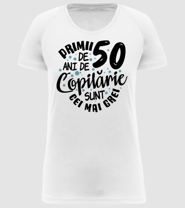 Copilărie 50 de ani model alb pe tricou