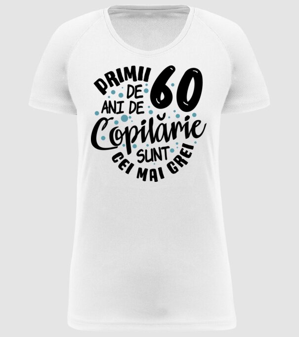 Copilărie 60 de ani model alb pe tricou