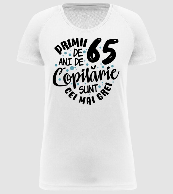 Copilărie 65 de ani model alb pe tricou