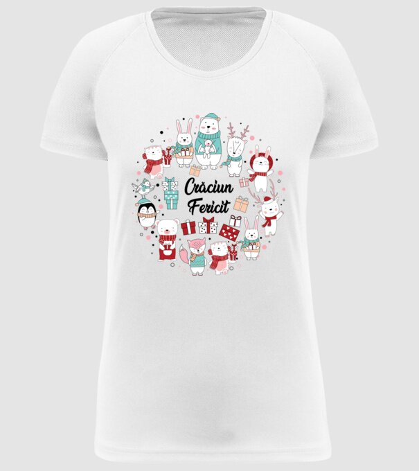 Crăciun Fericit model alb pe tricou