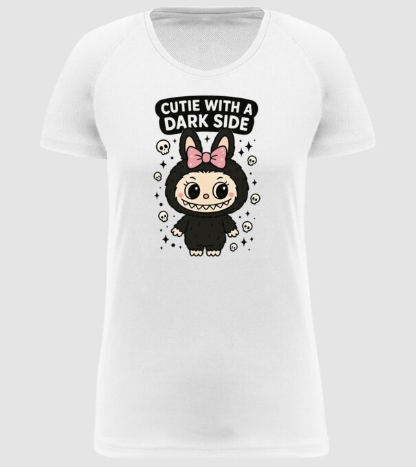 Cutie with a dark side model alb pe tricou