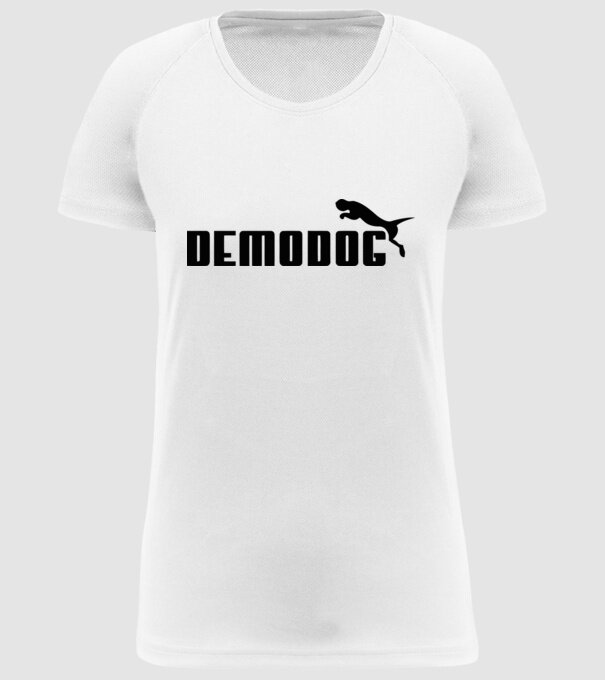 demodog logo black model alb pe tricou