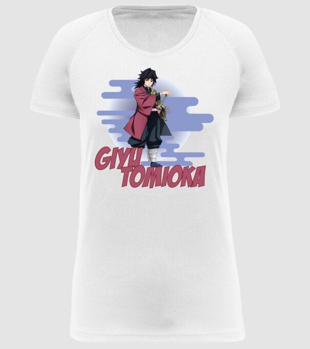 Demon Slayer Giyu model alb pe tricou