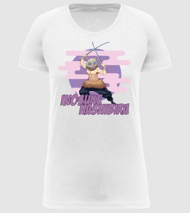 Demon Slayer Inosuke model alb pe tricou