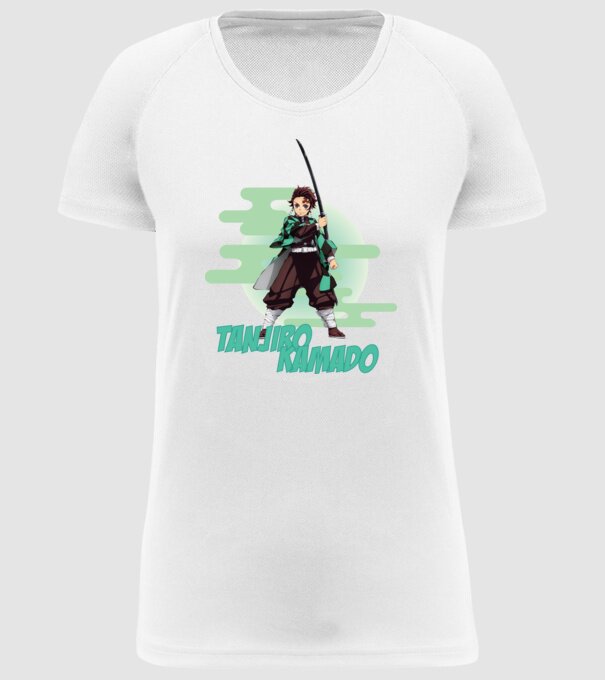 Demon Slayer Tanjiro model alb pe tricou