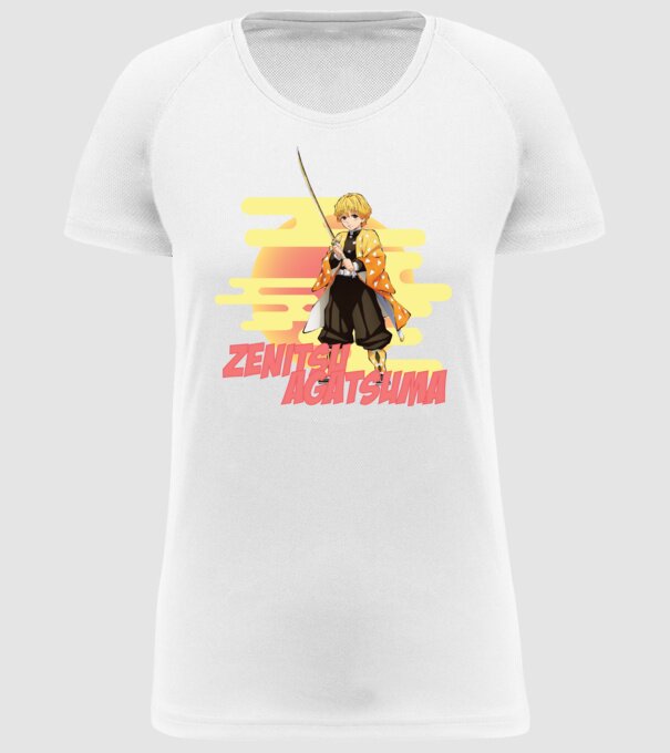 Demon Slayer Zenitsu model alb pe tricou