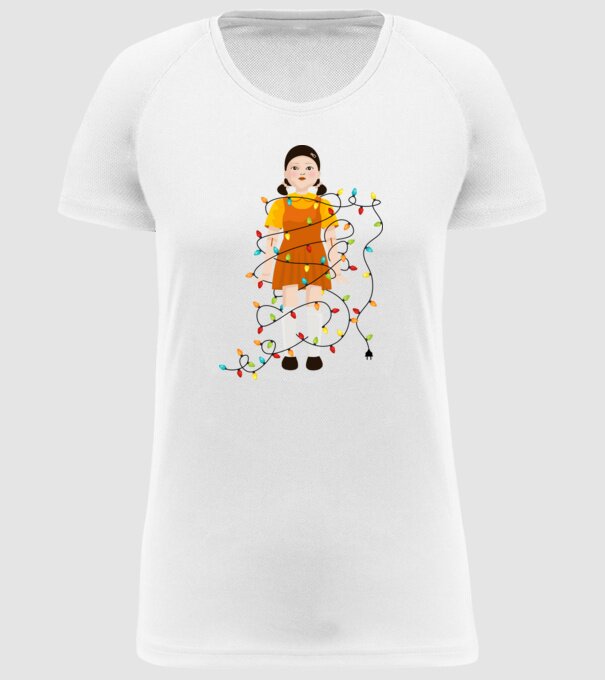 doll squid game model alb pe tricou