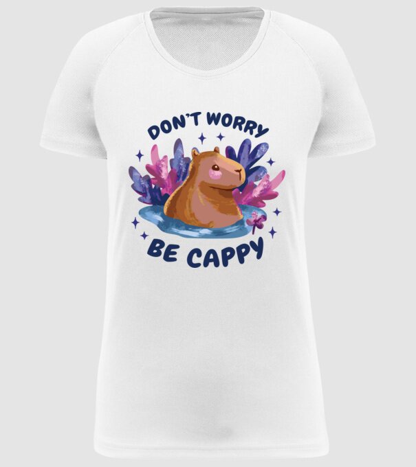 Don't worry be Cappy - capibară model alb pe tricou