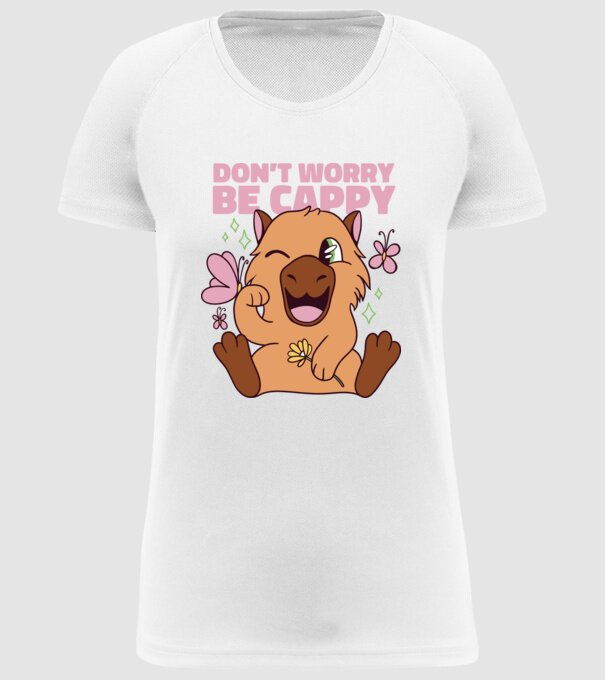 Don't worry be cappy - capibară model alb pe tricou