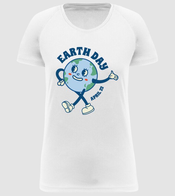 Earth Day model alb pe tricou