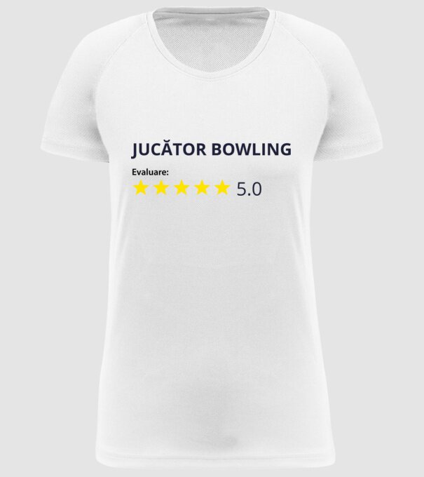 evaluare: jucător bowling de 5 stele model alb pe tricou