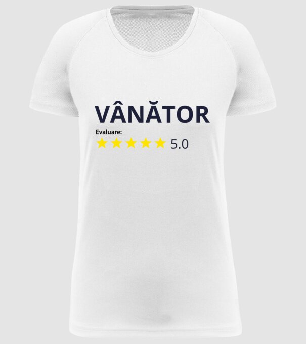 evaluare: vânător de 5 stele model alb pe tricou