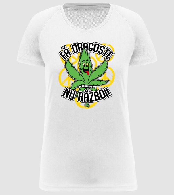 fă dragoste, nu război! (cenzurat) model alb pe tricou