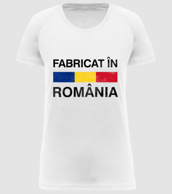 Fabricat în România model alb pe tricou