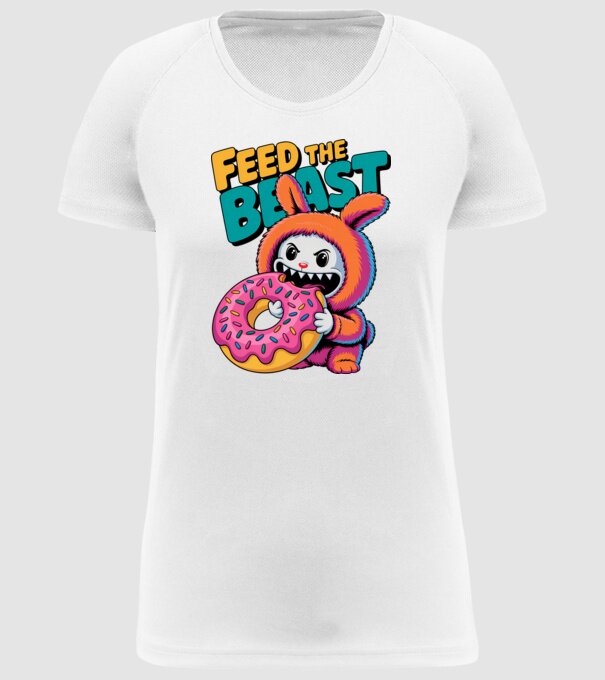 Feed the beast model alb pe tricou