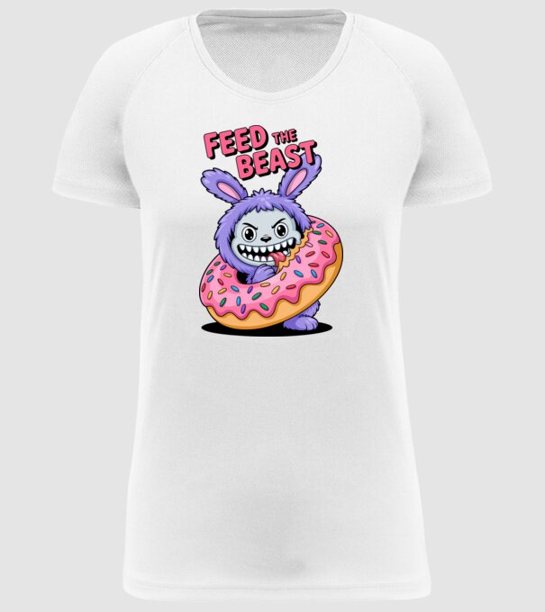Feed the beast model alb pe tricou