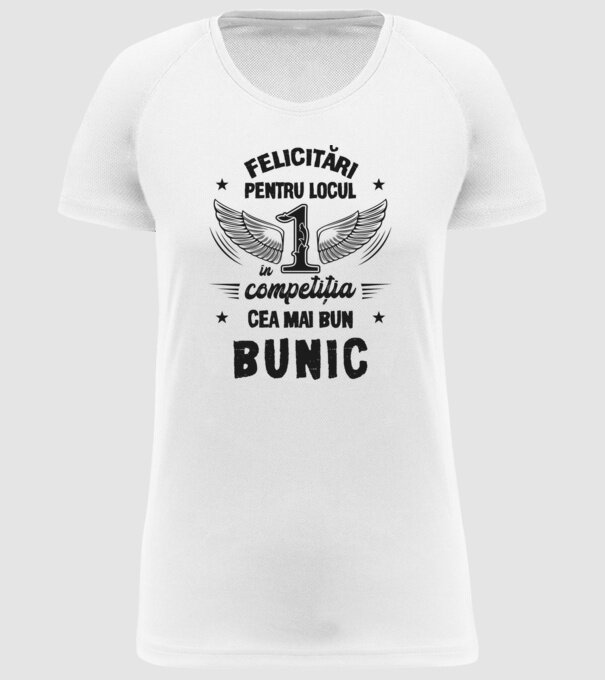 Felicitări pentru locul 1 în competiția Cel mai bun bunic! model alb pe tricou
