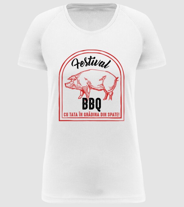 Festival BBQ - cu tata în grădina din spate! model alb pe tricou