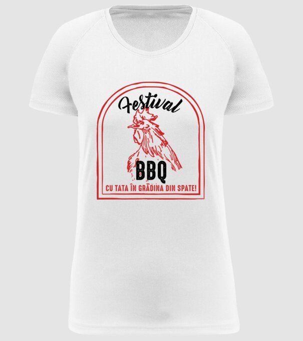 Festival BBQ - cu tata în grădina din spate! model alb pe tricou