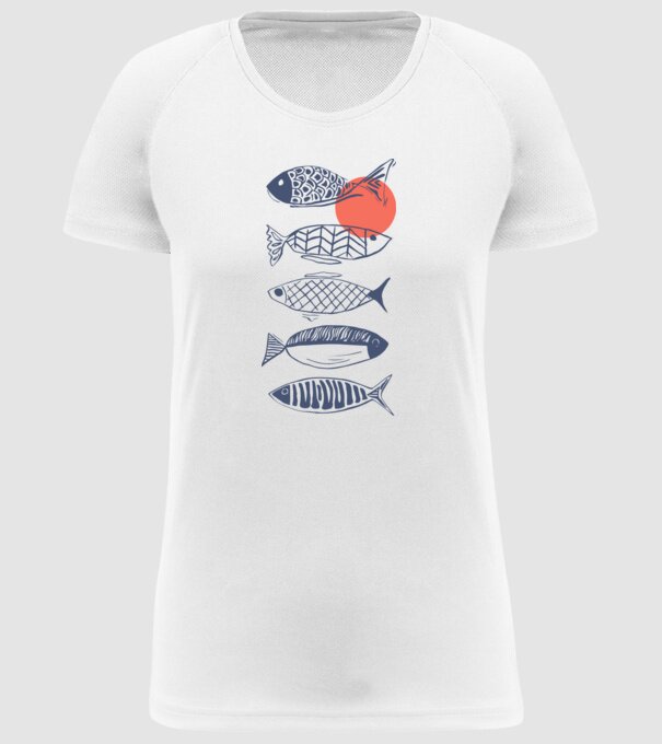 Fish model alb pe tricou