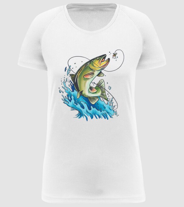 Fish model alb pe tricou