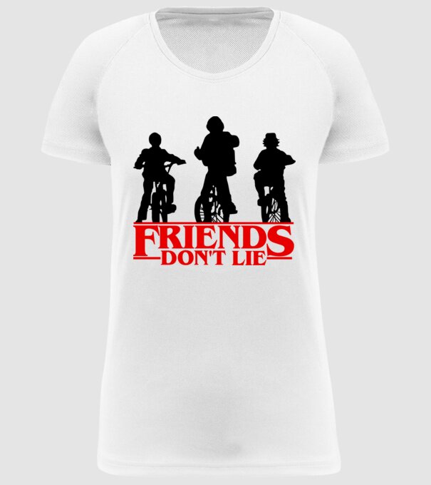 friends dont lie bicycle model alb pe tricou