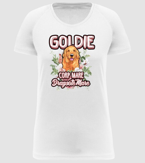 Goldie picioare mici dragoste mare model alb pe tricou