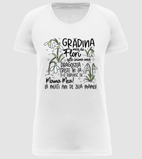 Grădina mea de flori model alb pe tricou