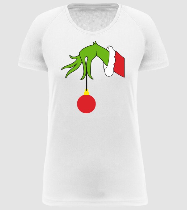 Grinch hand model alb pe tricou