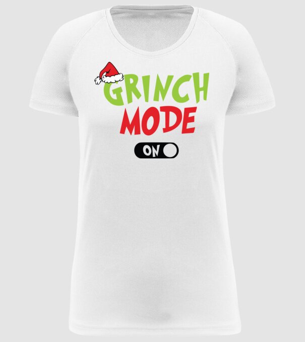 Grinch Mode model alb pe tricou