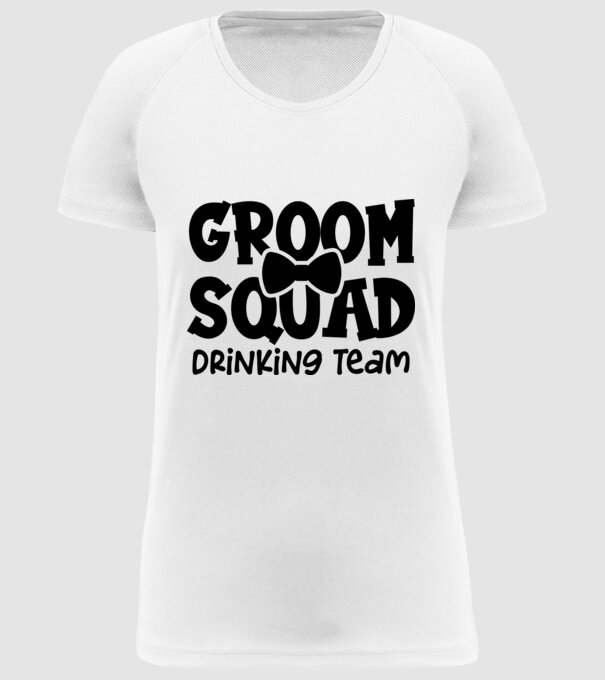Groom Squad model alb pe tricou