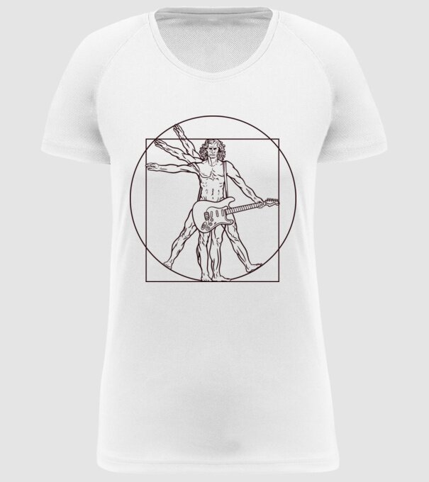 Guitar player model alb pe tricou