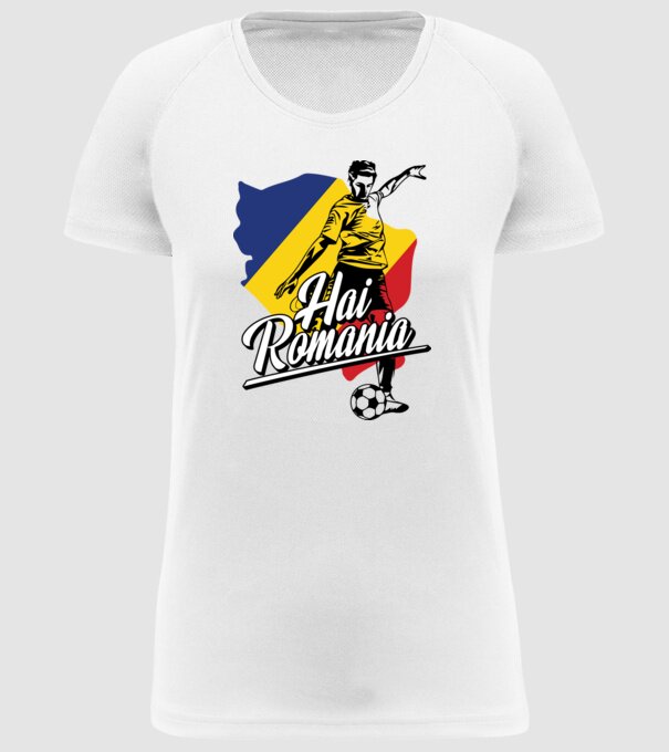 Hai romania fotbal model alb pe tricou