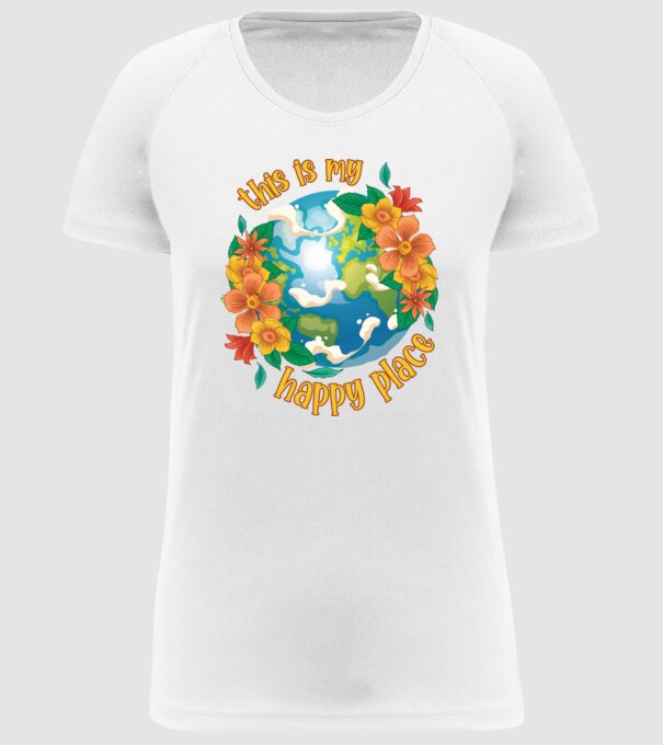 Happy Place model alb pe tricou