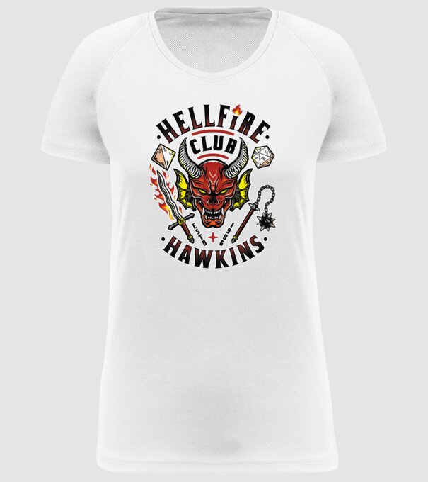 hellfire club hawkins model alb pe tricou
