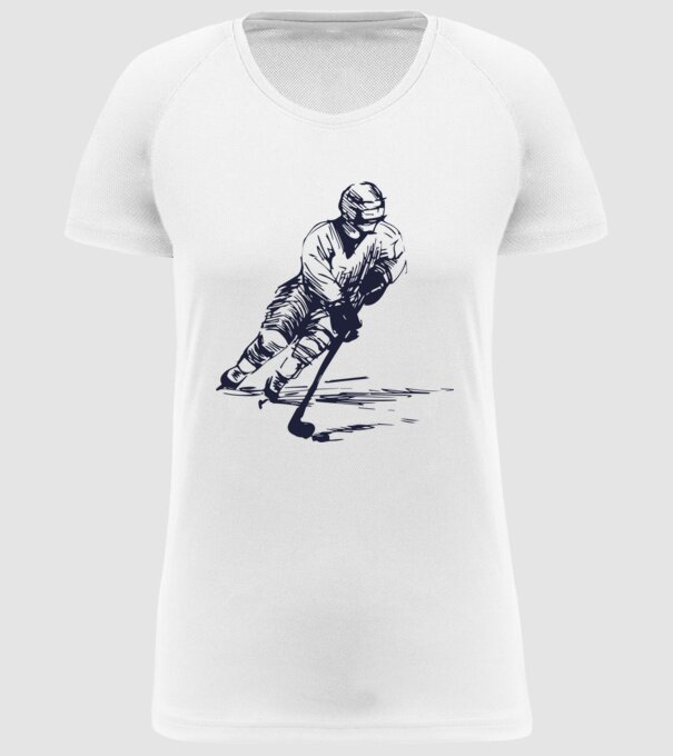 Hockey player model alb pe tricou