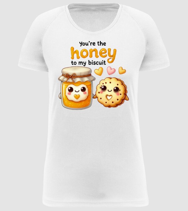 Honey to my Biscuit model alb pe tricou
