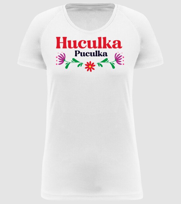 Huculka Puculka model alb pe tricou