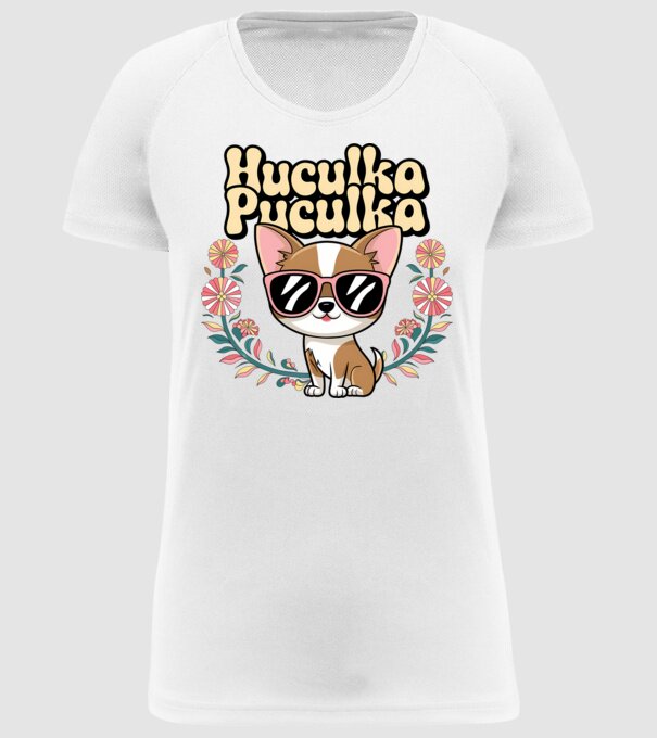 Huculka Puculka câine 1 model alb pe tricou