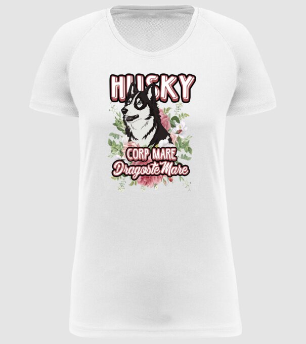 husky - corp mare, dragoste mare model alb pe tricou