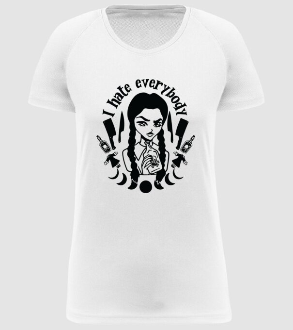 I hate everybody cartoon model alb pe tricou