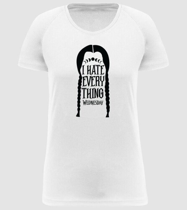 I hate everything model alb pe tricou