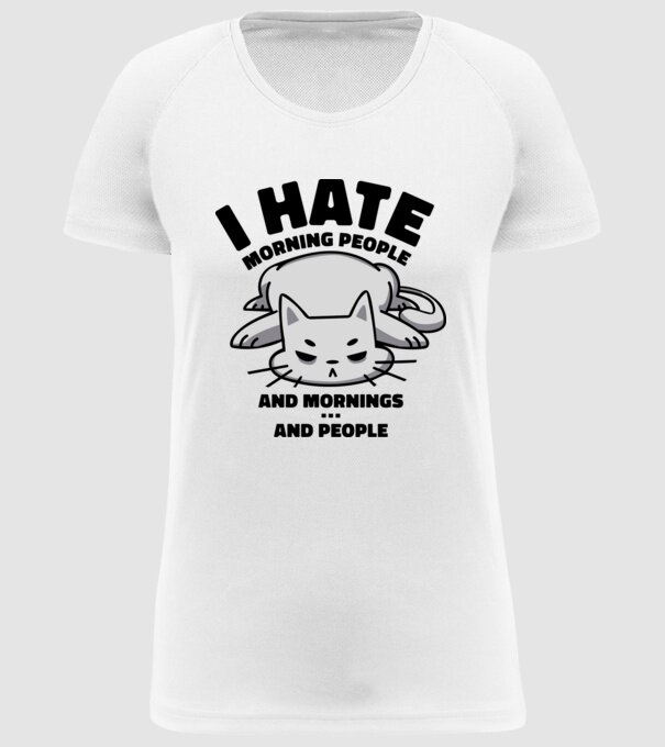 I hate morning people antisocial cat model alb pe tricou