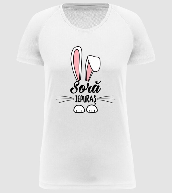 iepuraș soră model alb pe tricou