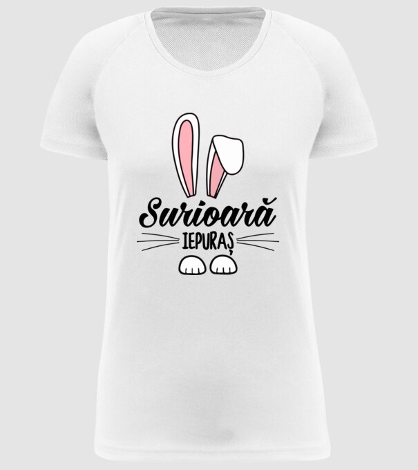 Iepuraș surioară model alb pe tricou