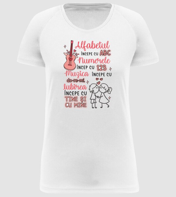 Iubirea începe cu-tine și cu mine model alb pe tricou