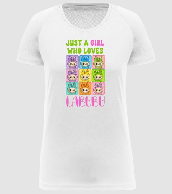 Just a girl who loves Labubu model alb pe tricou